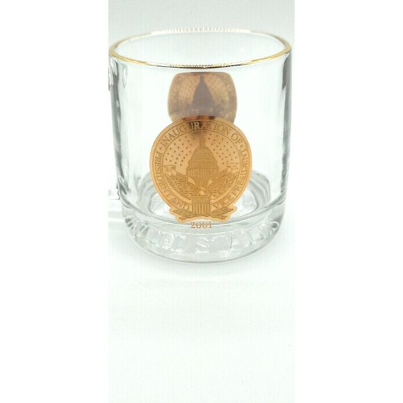 2001 Presidential Inauguration Commemorative Glass Mug with Gold Seal & Trim - Picture 3 of 6
